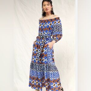 Anthropologie off the shoulder pattern dress